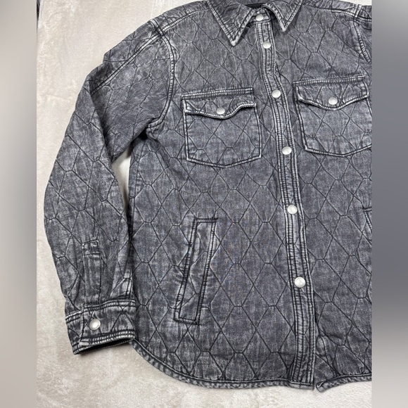 NWOT Blank NYC Quilted Acid Wash Faded Black Button Front Chore Coat Jacket M - Picture 3 of 14